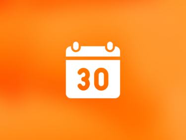 orange background, calendar graphic with the number 30 on it.