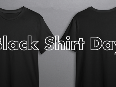 Two black shirts with text saying "black shirt day"