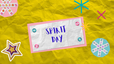 "Spirit Day" in text on a paper with stars around it.